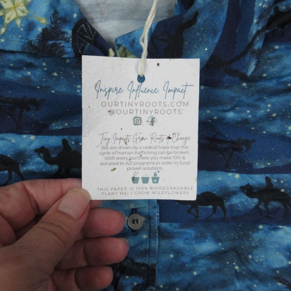 Tiny Roots Pajama Set Womens Small Blue Nativity Christmas TENCEL Modal NWT - Picture 7 of 16